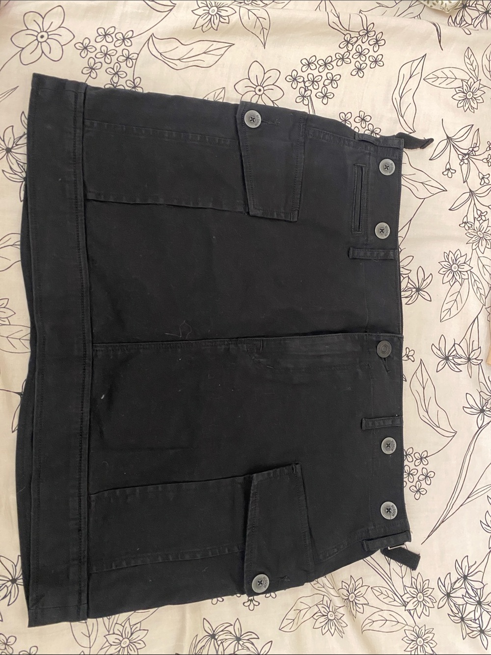 Hudson Jeans Black Cargo Bermuda Shorts with Button Details